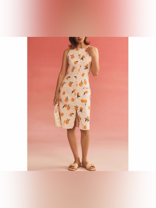 Maeve Dresses & Skirts - Maeve x Dylan Mierzwinski Colette Dress, Size Small, Tan with Orange Print